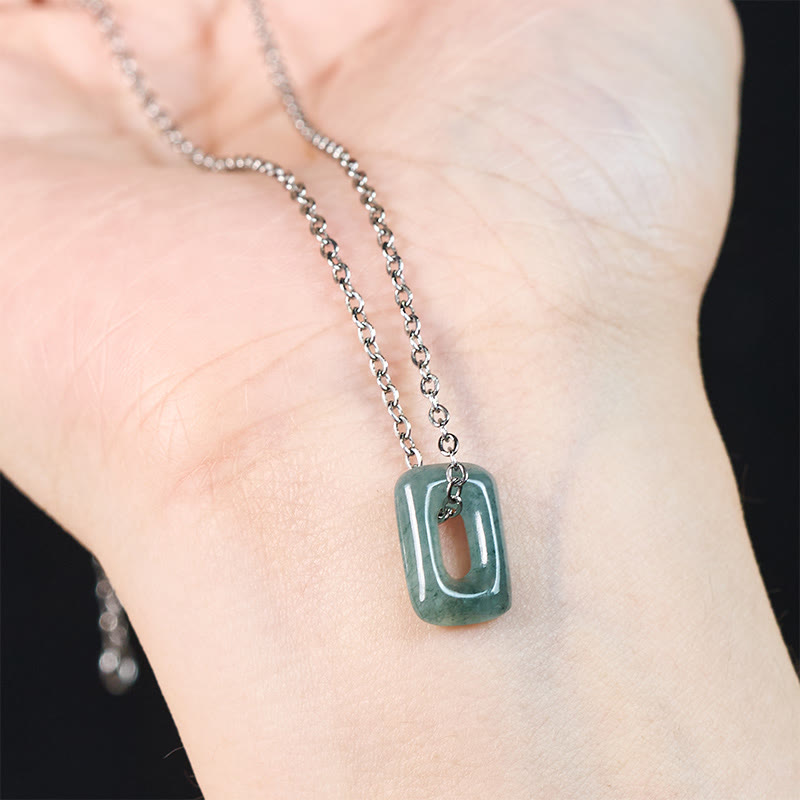Buddha Stones Colgante de collar Mini Square Jade Verde Abundancia - image 11