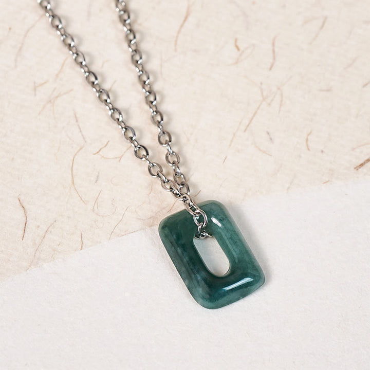 Buddha Stones Colgante de collar Mini Square Jade Verde Abundancia - image 8