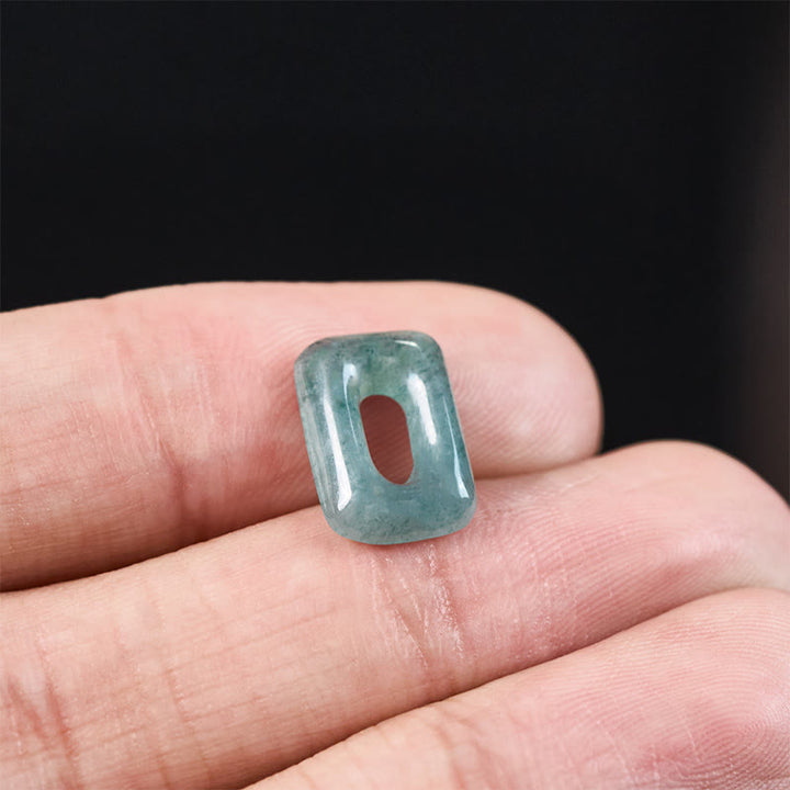 Buddha Stones Colgante de collar Mini Square Jade Verde Abundancia - image 12