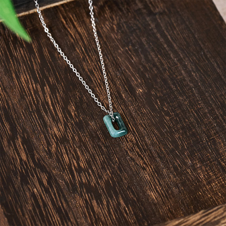 Buddha Stones Colgante de collar Mini Square Jade Verde Abundancia - image 10