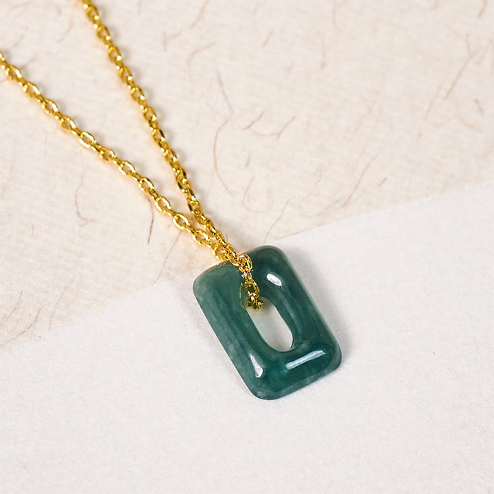 Buddha Stones Colgante de collar Mini Square Jade Verde Abundancia - image 2