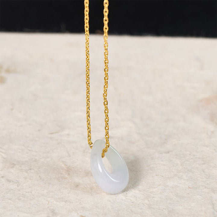 Buddha Stones Colgante de collar de la suerte con forma de gota de agua de jade blanco - image 3