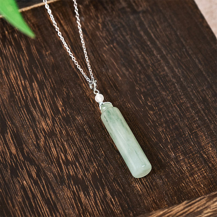 Buddha Stones Colgante de collar de jade con diseño cilíndrico para la suerte - image 12