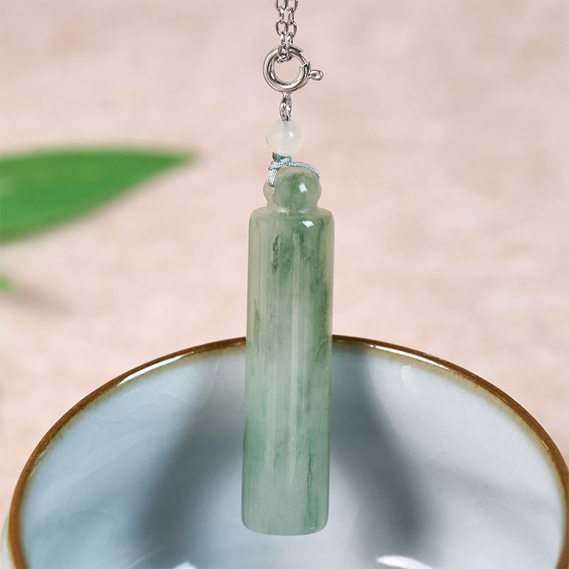 Buddha Stones Colgante de collar de jade con diseño cilíndrico para la suerte - image 10