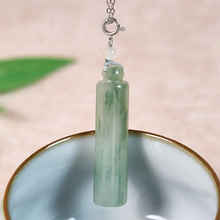 Buddha Stones Colgante de collar de jade con diseño cilíndrico para la suerte - image 10