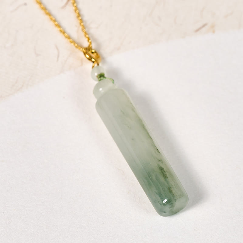 Buddha Stones Colgante de collar de jade con diseño cilíndrico para la suerte - Jade dorado natural (el color y el tamaño pueden variar) - image 1