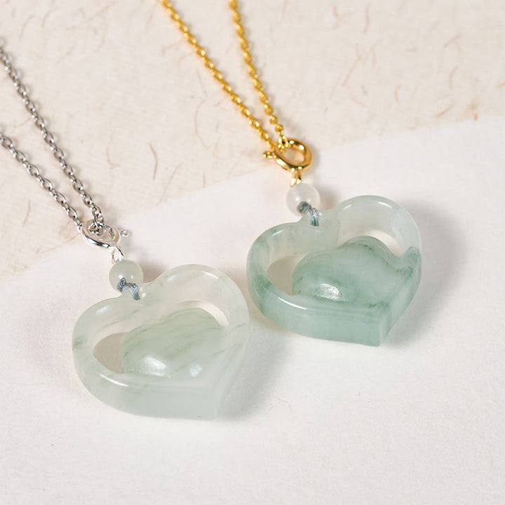 Buddha Stones Collar con colgante de jade en forma de corazón hueco, símbolo de abundancia. - image 13