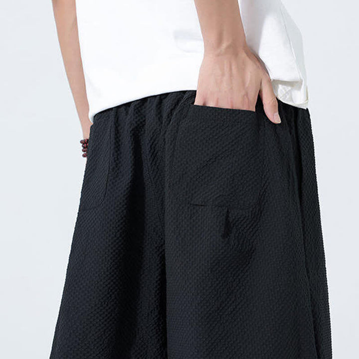 Buddha Stones Pantalones harem de verano para hombre con cordón ajustable, borla y estampado de grullas. - image 20