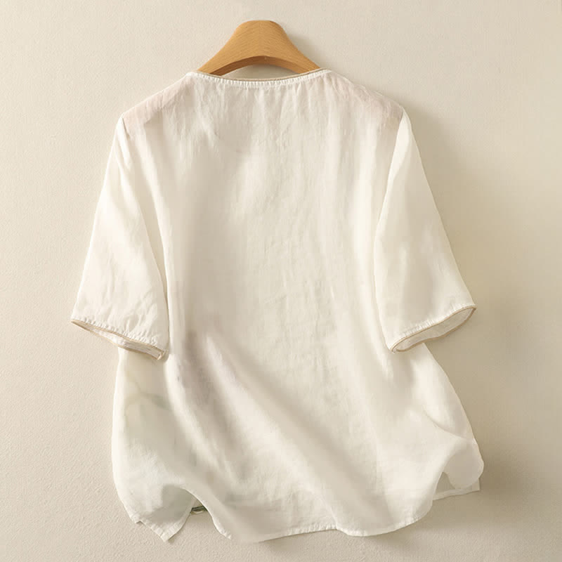 Buddha Stones Camisetas de manga corta para mujer con estampado floral de verano - image 16