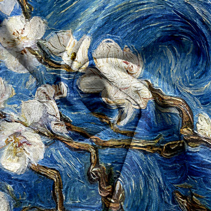 Buddha Stones Pantalones de mujer con cintura elástica y bolsillos, estampado de cielo estrellado y flores de almendro de Van Gogh. - image 2