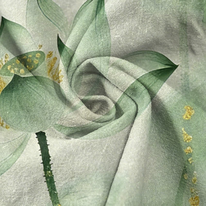 Buddha Stones Pantalones de mujer de algodón puro con estampado de loto dorado y cintura elástica, con bolsillos. - image 2