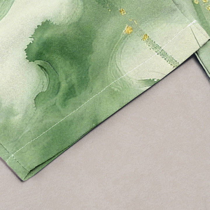 Buddha Stones Pantalones de mujer de algodón puro con estampado de loto dorado y cintura elástica, con bolsillos. - image 1