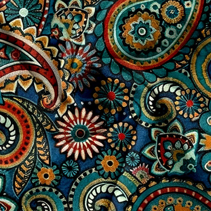 Buddha Stones Pantalones de mujer de algodón puro con estampado floral de cachemir, cintura elástica y bolsillos. - image 3