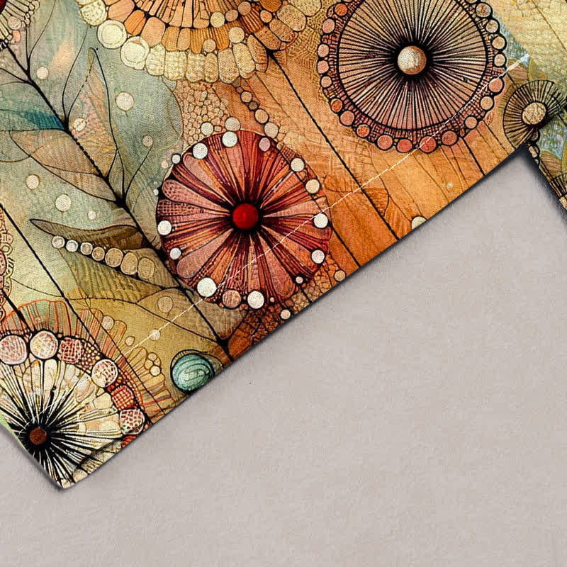 Buddha Stones Pantalones de mujer de algodón puro con estampado floral de mandala en acuarela, cintura elástica y bolsillos. - image 1