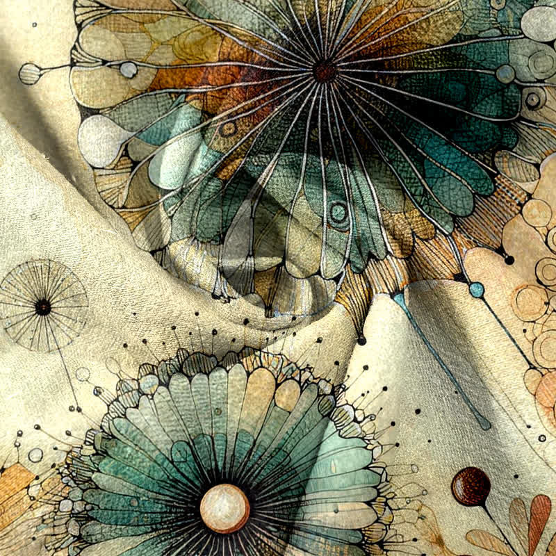 Buddha Stones Pantalones de mujer de algodón puro con estampado floral de mandala en acuarela, cintura elástica y bolsillos. - image 2