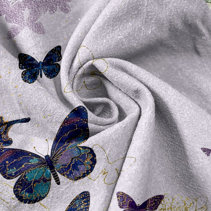 Buddha Stones Pantalones de mujer de algodón puro con estampado floral y mariposas estilo bohemio, cintura elástica y bolsillos. - image 2