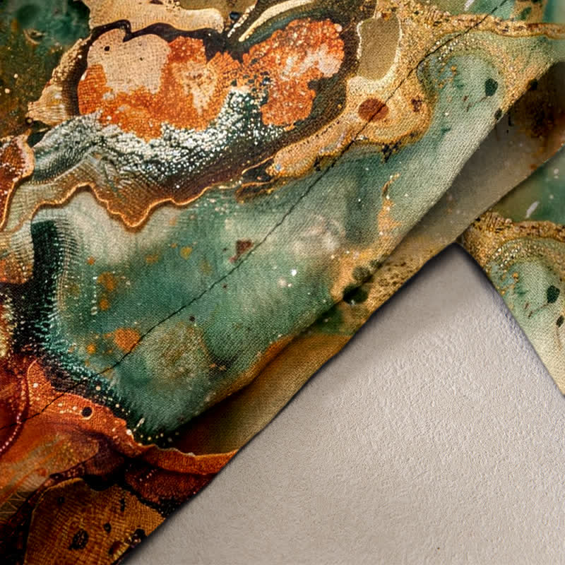 Buddha Stones Pantalones de mujer de algodón con estampado de ondas de mármol, cintura elástica y bolsillos. - image 2