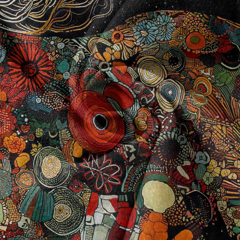 Buddha Stones Pantalones de mujer de algodón puro con estampado floral bohemio de caballos, cintura elástica y bolsillos. - image 3