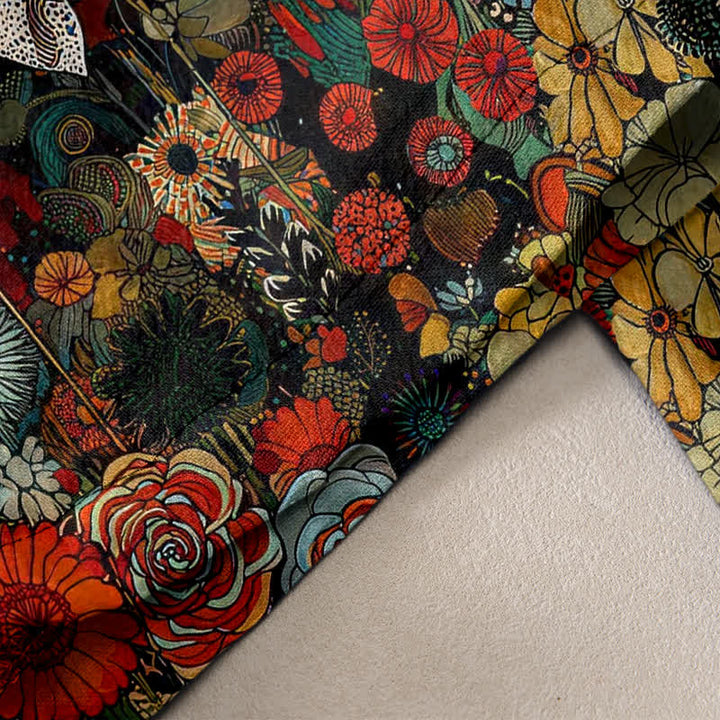 Buddha Stones Pantalones de mujer de algodón puro con estampado floral bohemio de caballos, cintura elástica y bolsillos. - image 2