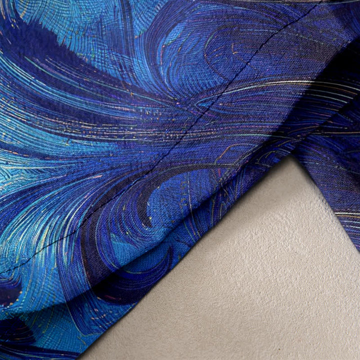 Buddha Stones Pantalones de mujer de algodón puro con estampado degradado en espiral al atardecer y cintura elástica con bolsillos. - image 2