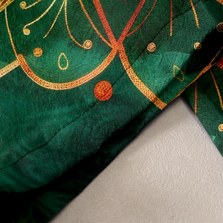 Buddha Stones Pantalones de mujer de algodón puro con estampado de mandala dorado y cintura elástica con bolsillos. - image 2