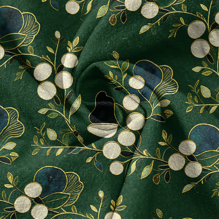 Buddha Stones Camisa de manga corta con medio botón y estampado floral de bayas de algodón para hombre - image 4