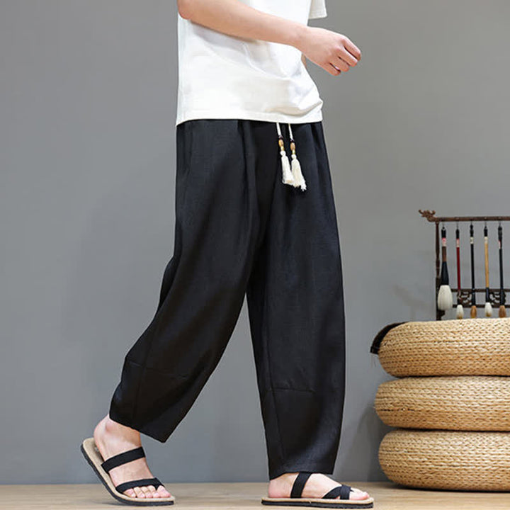 Buddha Stones Pantalones harem de verano para hombre con cintura elástica, cordón ajustable y bolsillos. - image 24