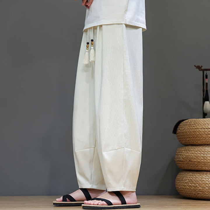 Buddha Stones Pantalones harem de verano para hombre con cintura elástica, cordón ajustable y bolsillos. - image 18