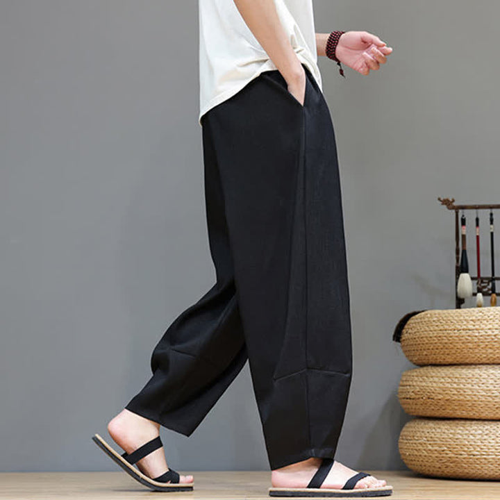 Buddha Stones Pantalones harem de verano para hombre con cintura elástica, cordón ajustable y bolsillos. - image 22