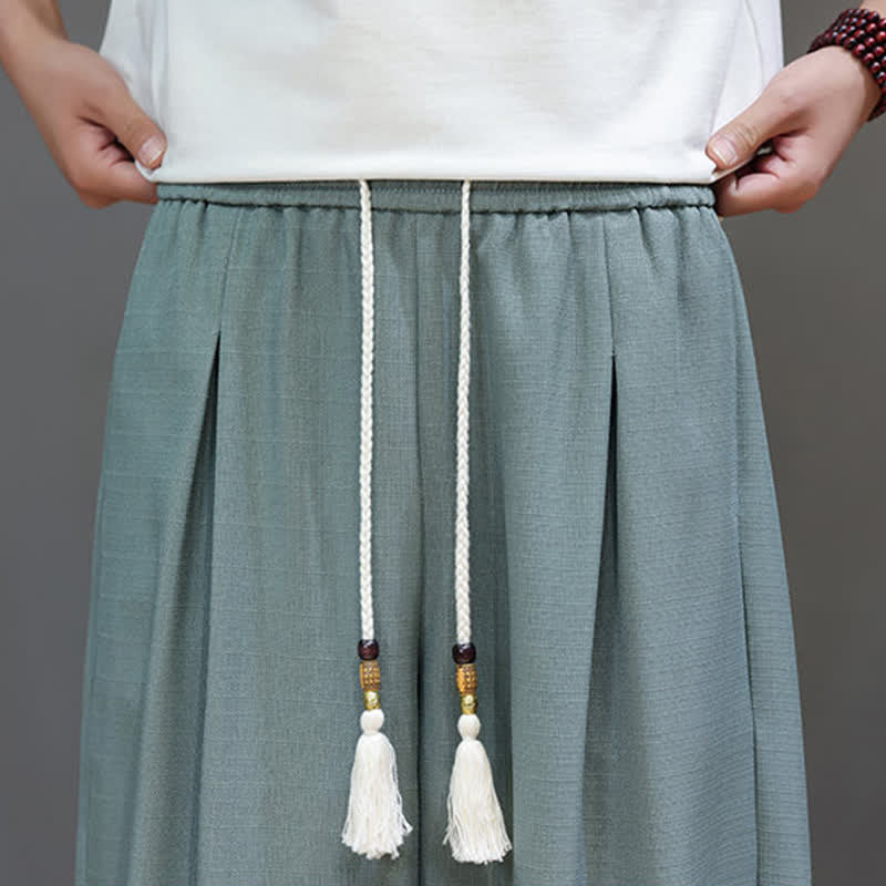 Buddha Stones Pantalones harem de verano para hombre con cintura elástica, cordón ajustable y bolsillos. - image 7
