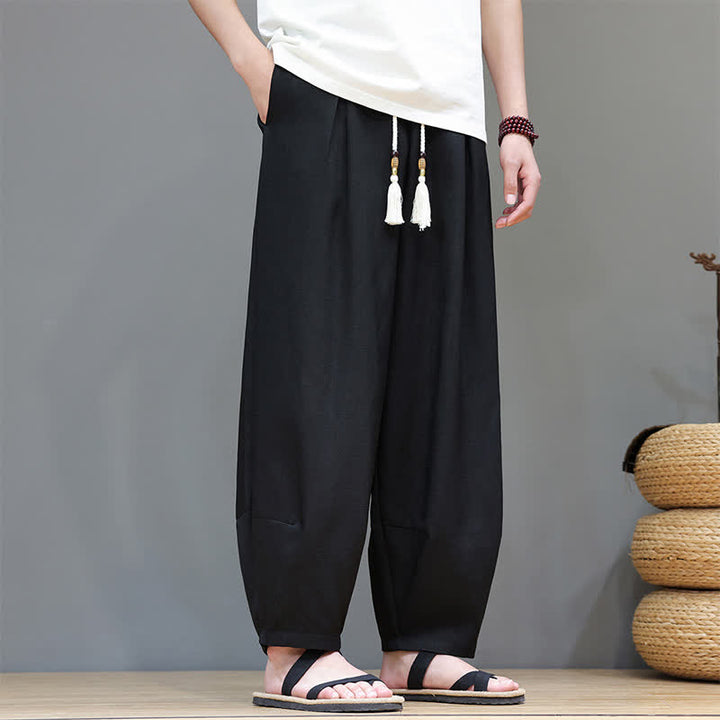 Buddha Stones Pantalones harem de verano para hombre con cintura elástica, cordón ajustable y bolsillos. - Negro - US/UK/AU46, EU56 (5XL) - image 23