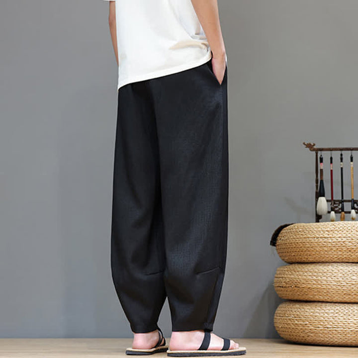 Buddha Stones Pantalones harem de verano para hombre con cintura elástica, cordón ajustable y bolsillos. - image 25