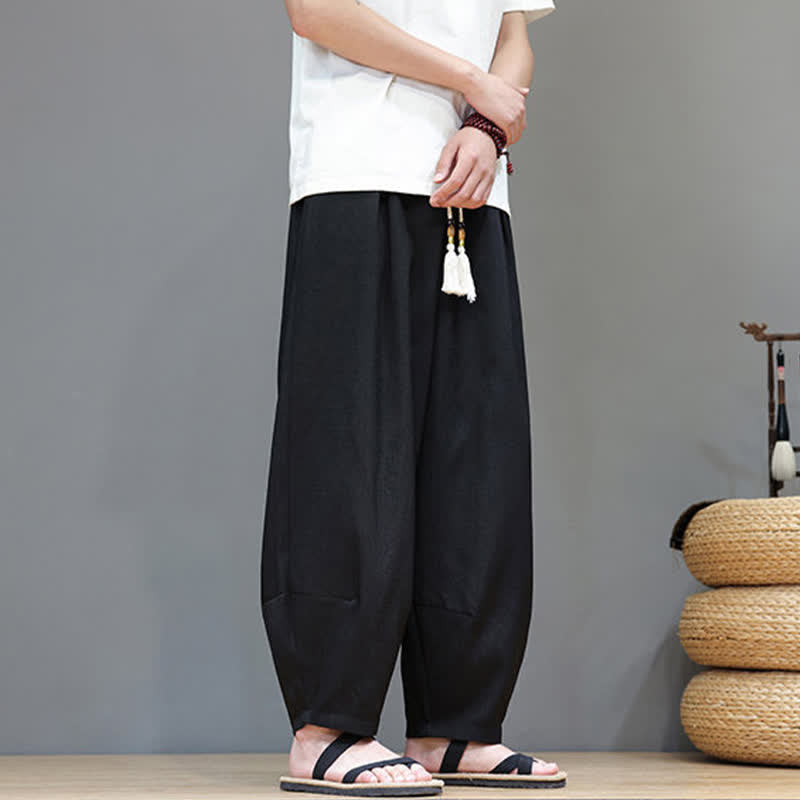 Buddha Stones Pantalones harem de verano para hombre con cintura elástica, cordón ajustable y bolsillos. - image 27