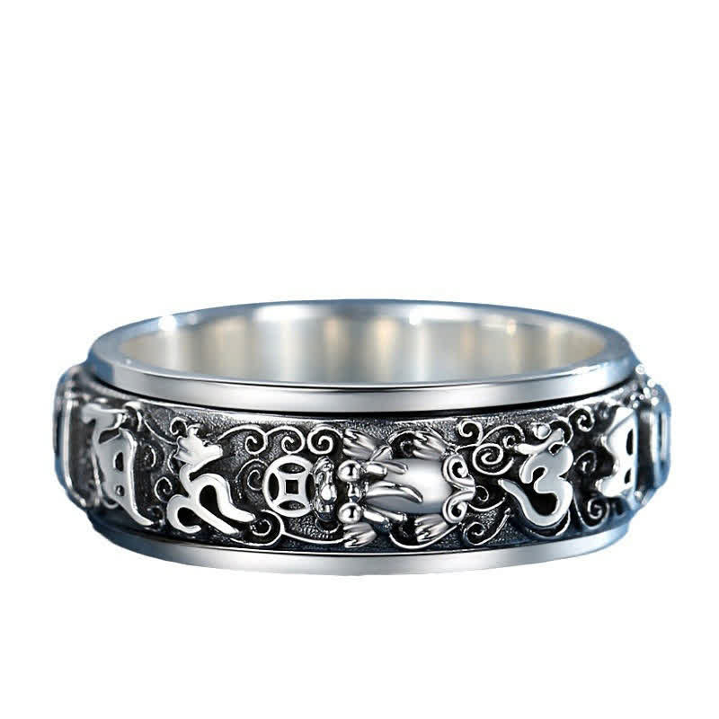 Buddha Stones Anillo giratorio de cobre Pixiu Om Mani Padme Hum - image 11