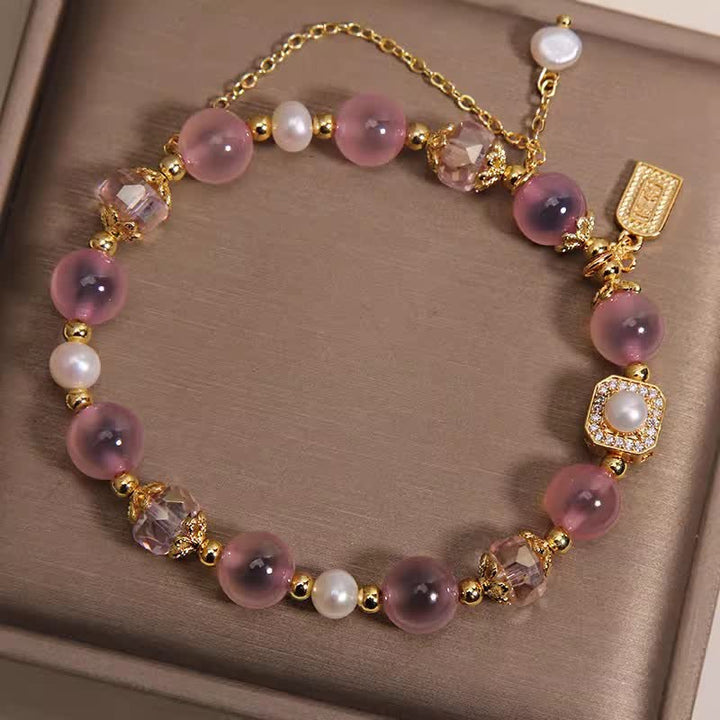Buddha Stones Pulsera curativa de perlas y ágata natural rosa - image 4
