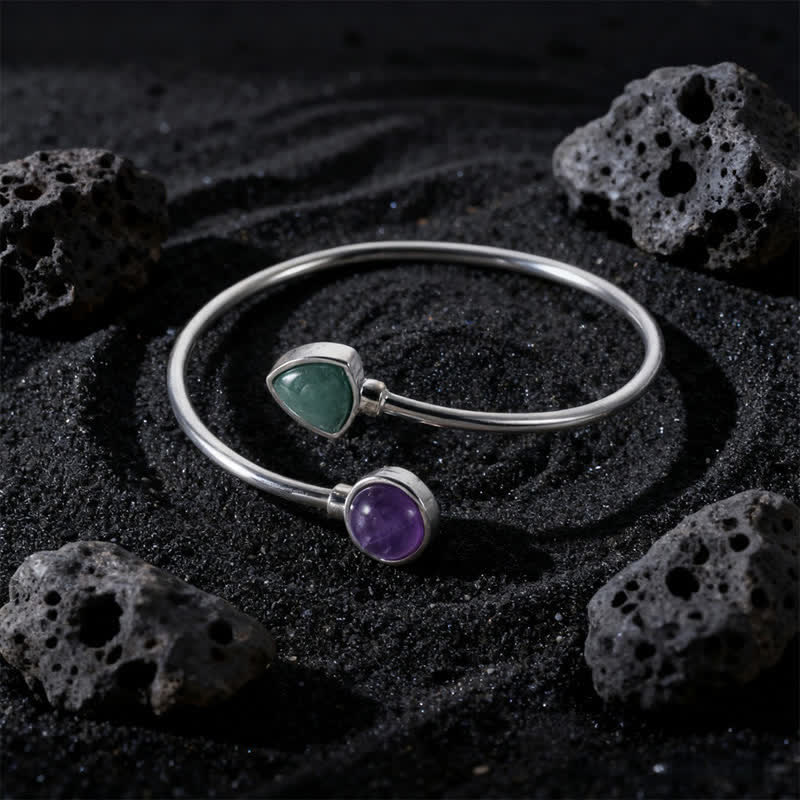 Buddha Stones Pulsera ajustable abierta con cristales variados de amazonita - Aventurina verde amatista natural (el color puede variar) - image 16