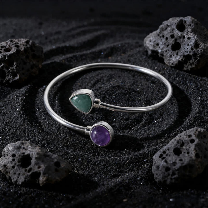Buddha Stones Pulsera ajustable abierta con cristales variados de amazonita - Aventurina verde amatista natural (el color puede variar) - image 16