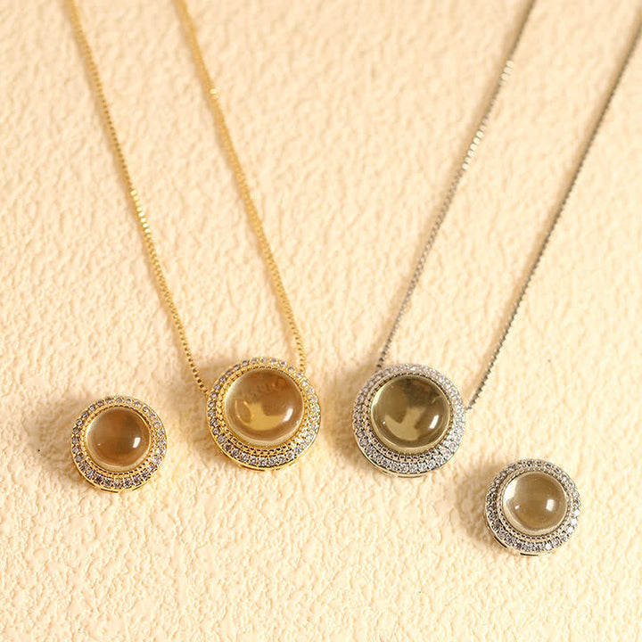 Buddha Stones Collar curativo con incrustaciones de múltiples cuentas de cristal de cuarzo rosa natural. - Cuarzo limón natural (el color puede variar) - Cadena plateada con cuentas de 10 mm - image 19