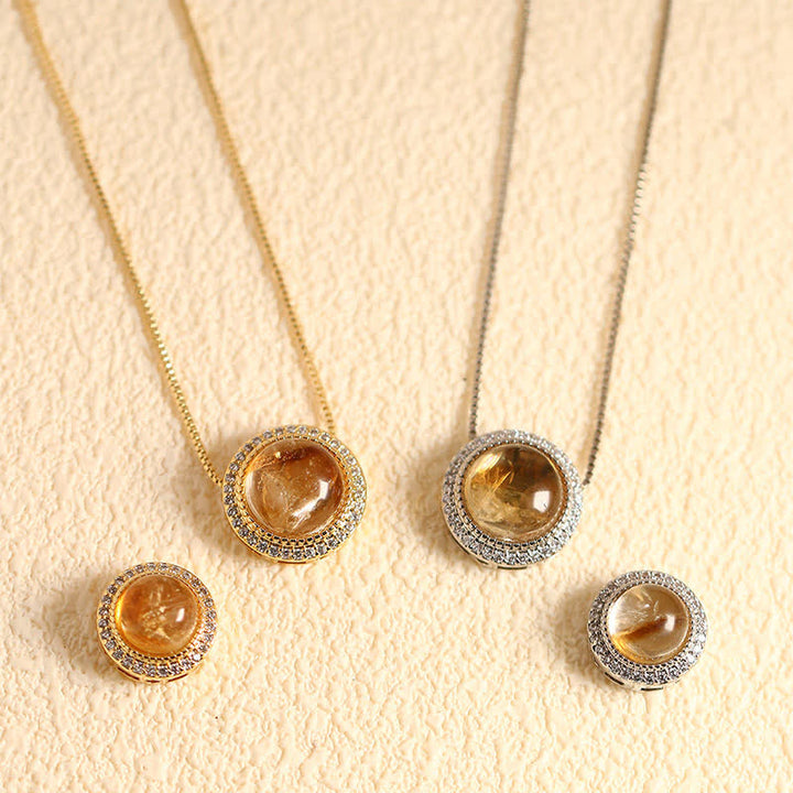 Buddha Stones Collar curativo con incrustaciones de múltiples cuentas de cristal de cuarzo rosa natural. - Citrino natural (el color puede variar) - Cadena plateada con cuentas de 10 mm - image 20