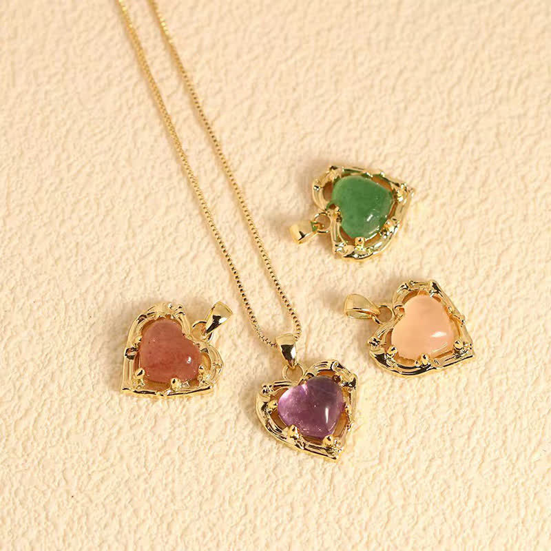 Buddha Stones Collar con colgante en forma de corazón con incrustaciones de cristal de amatista natural. - image 16