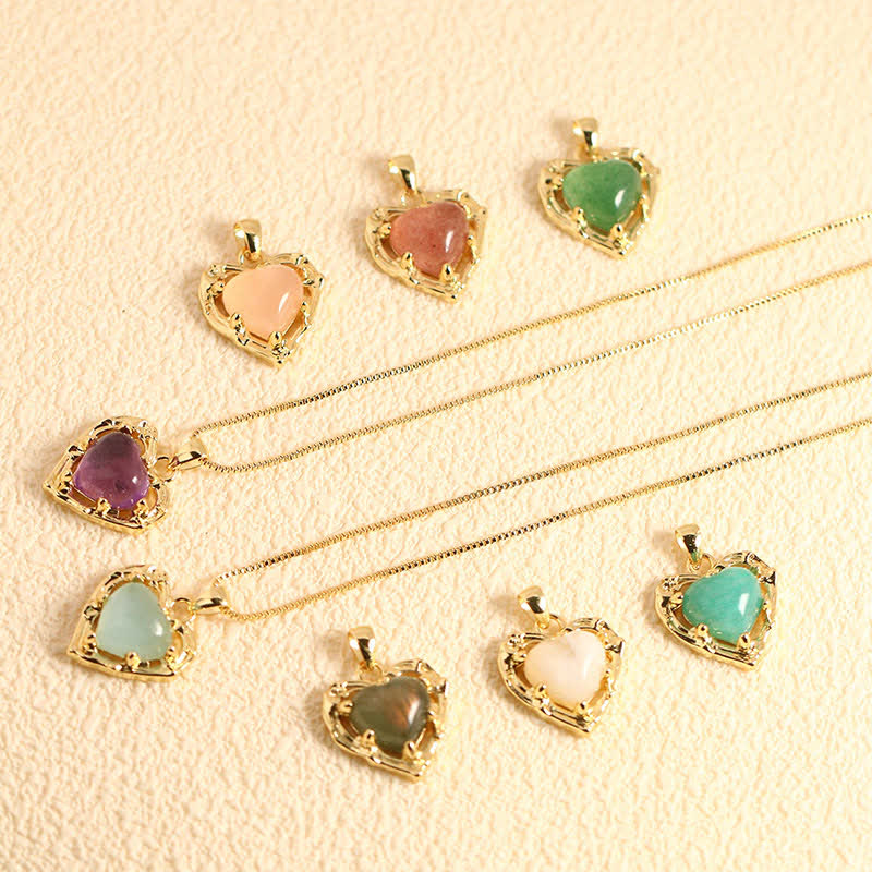 Buddha Stones Collar con colgante en forma de corazón con incrustaciones de cristal de amatista natural. - image 17