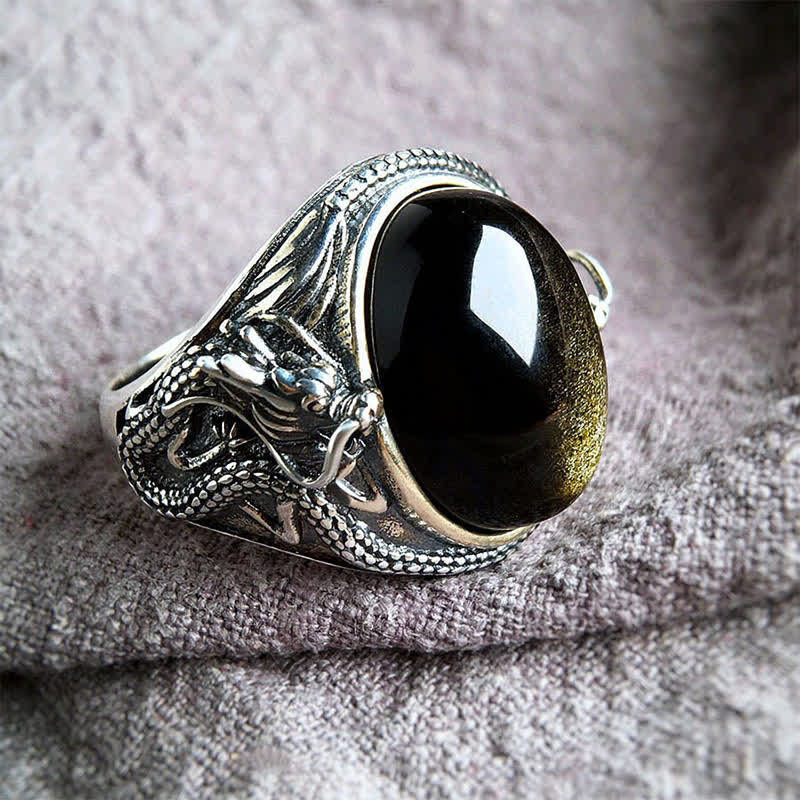 Buddha Stones Anillo protector ajustable de ónix negro cobrizo - Cobre (Riqueza♥Suerte) - image 0