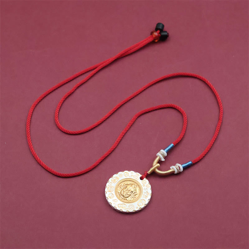 Buddha Stones Colgante de collar de aleación con colgante de protección del dios de la riqueza Jambhala amarillo tibetano - image 2
