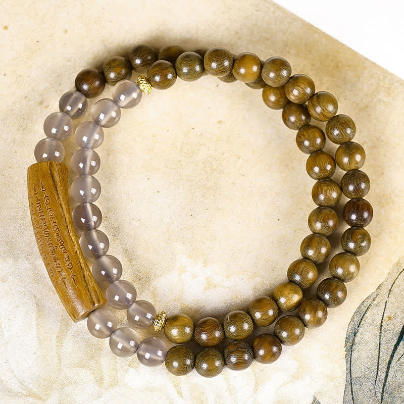 Buddha Stones Pulsera de equilibrio de doble vuelta con ágata roja y aventurina verde, con los cinco preceptos budistas. - image 14