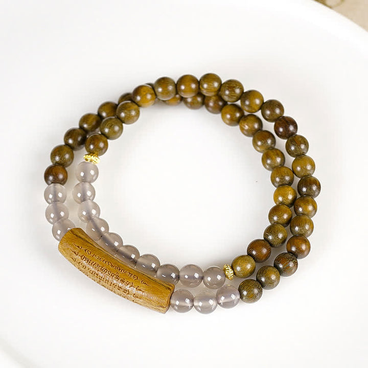 Buddha Stones Pulsera de equilibrio de doble vuelta con ágata roja y aventurina verde, con los cinco preceptos budistas. - image 12
