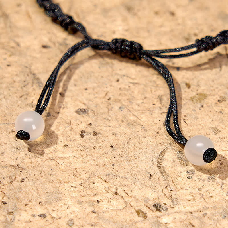 Buddha Stones Pulsera protectora de plata de ley 999 con diseño de pez koi y ágata blanca trenzada. - image 5