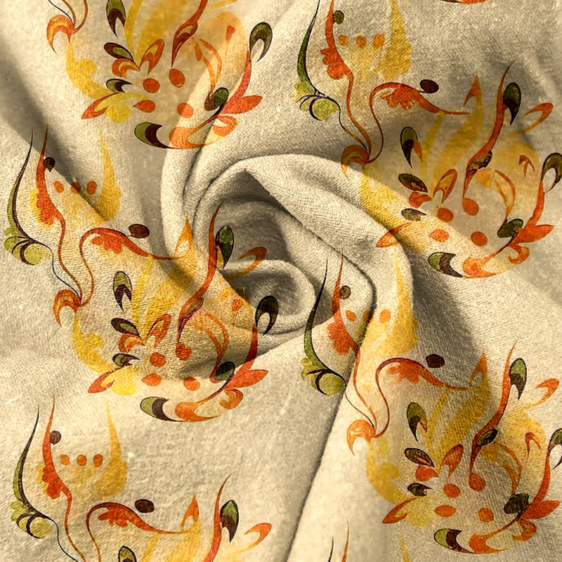 Buddha Stones Pantalones de mujer de algodón puro con estampado floral abstracto y cintura elástica, con bolsillos. - image 2