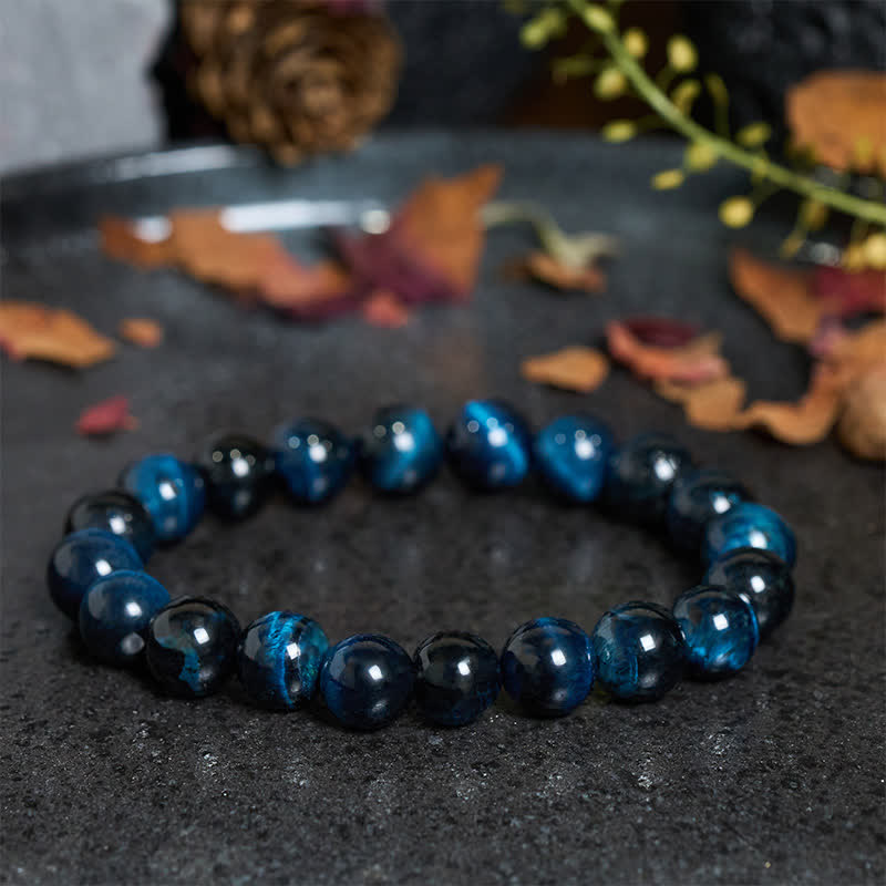 Buddha Stones Pulsera protectora de cuentas de ojo de tigre azul natural - image 3