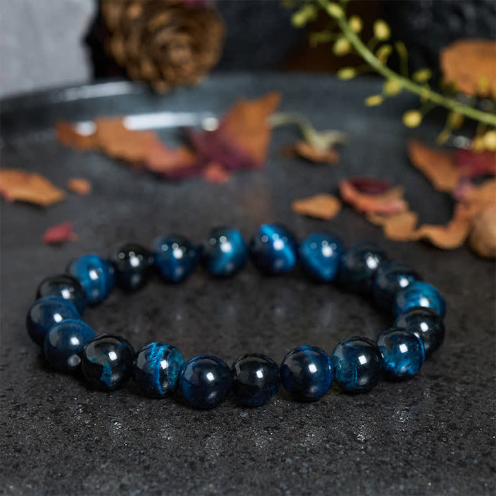 Buddha Stones Pulsera protectora de cuentas de ojo de tigre azul natural - image 3