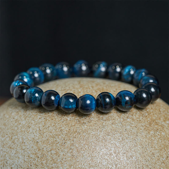 Buddha Stones Pulsera protectora de cuentas de ojo de tigre azul natural - image 1